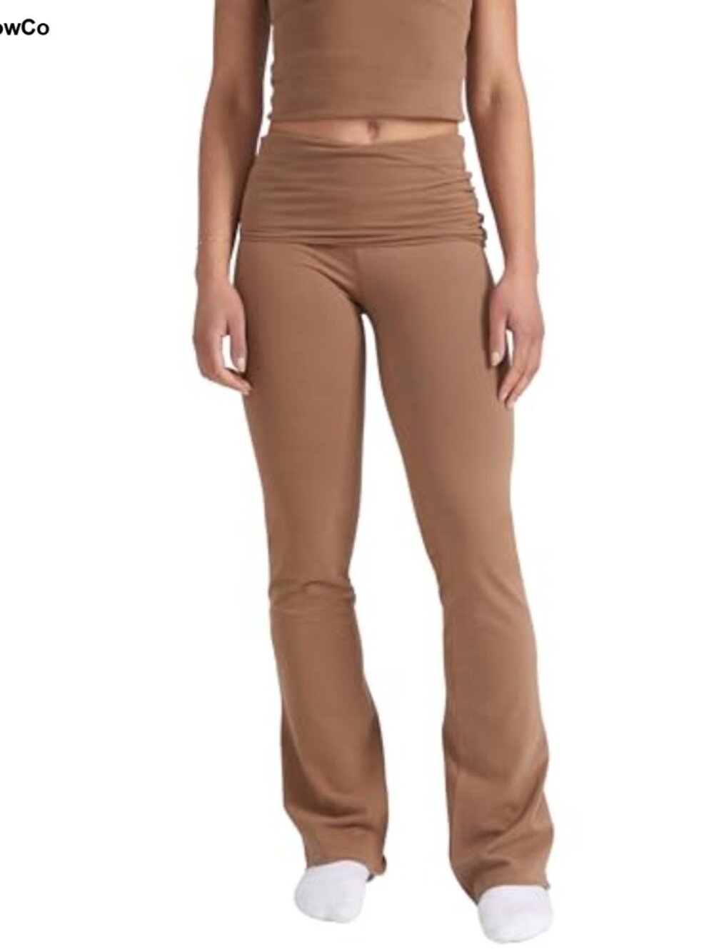 Cotton Stretch Flared Leggings Fold-Over Yoga Pant
